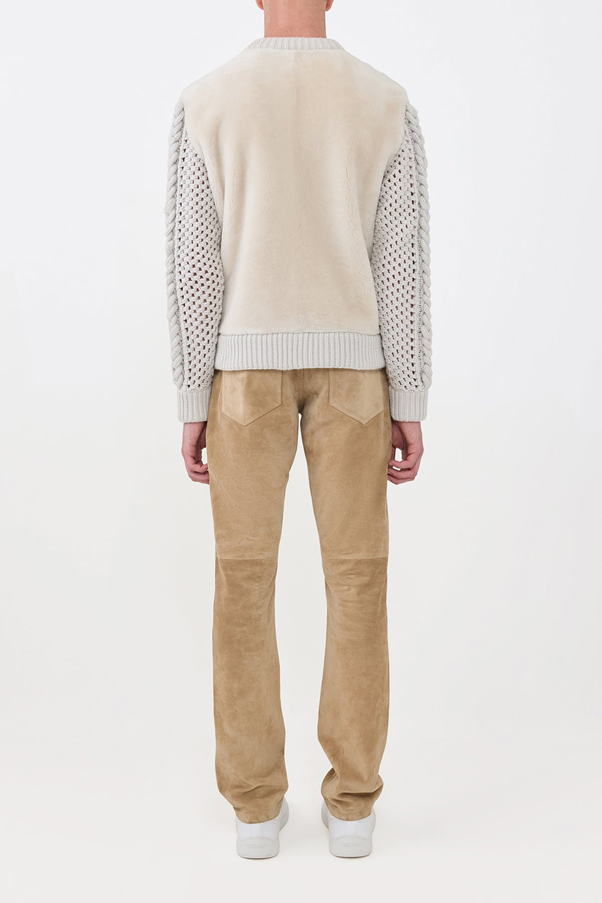 Talus Knit Pullover in Ivory Cashmere & Shearling
