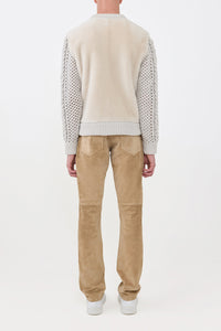 Talus Knit Pullover in Ivory Cashmere & Shearling
