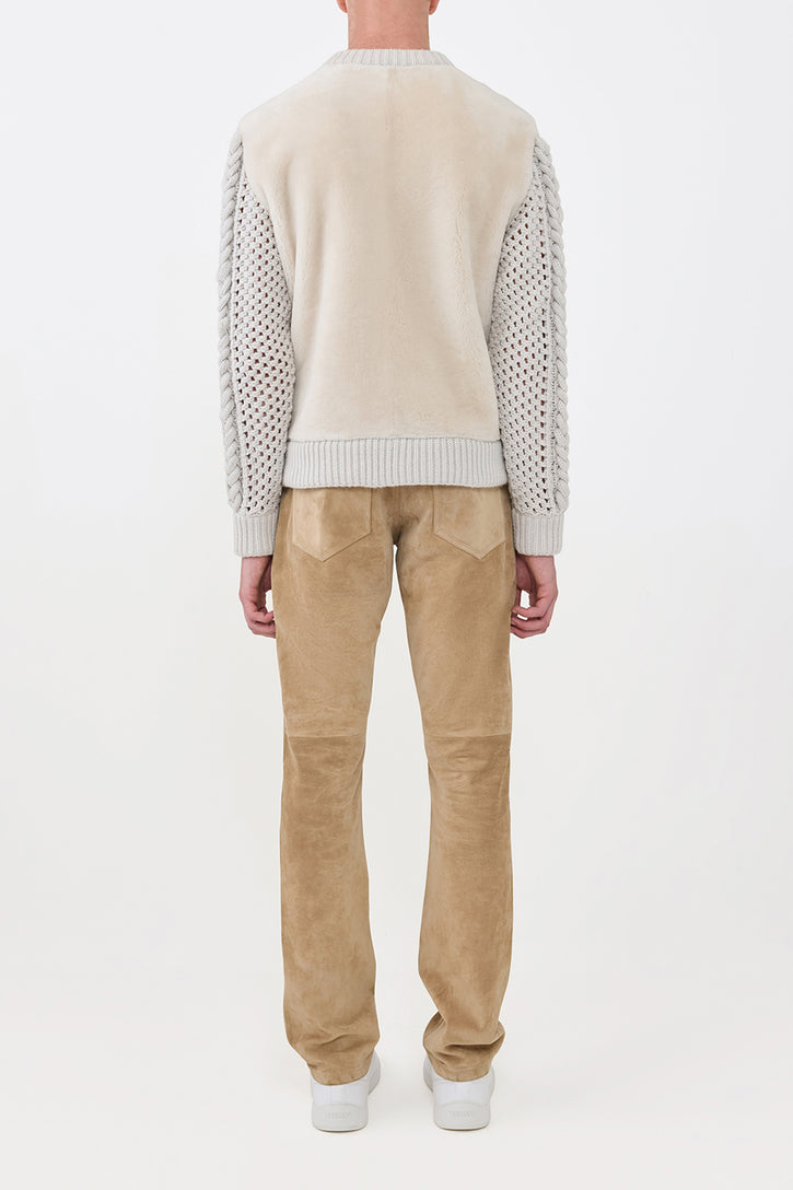 Talus Knit Pullover in Ivory Cashmere & Shearling