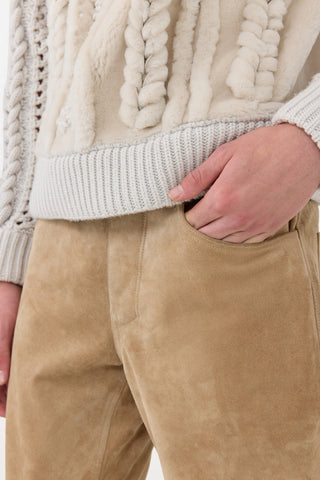 Camel Suede Anthony Pants Pocket Detail - Close-Up View | Gabriela Hearst