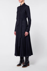 Roe Shirtdress in Dark Navy Virgin Wool Cashmere Flannel