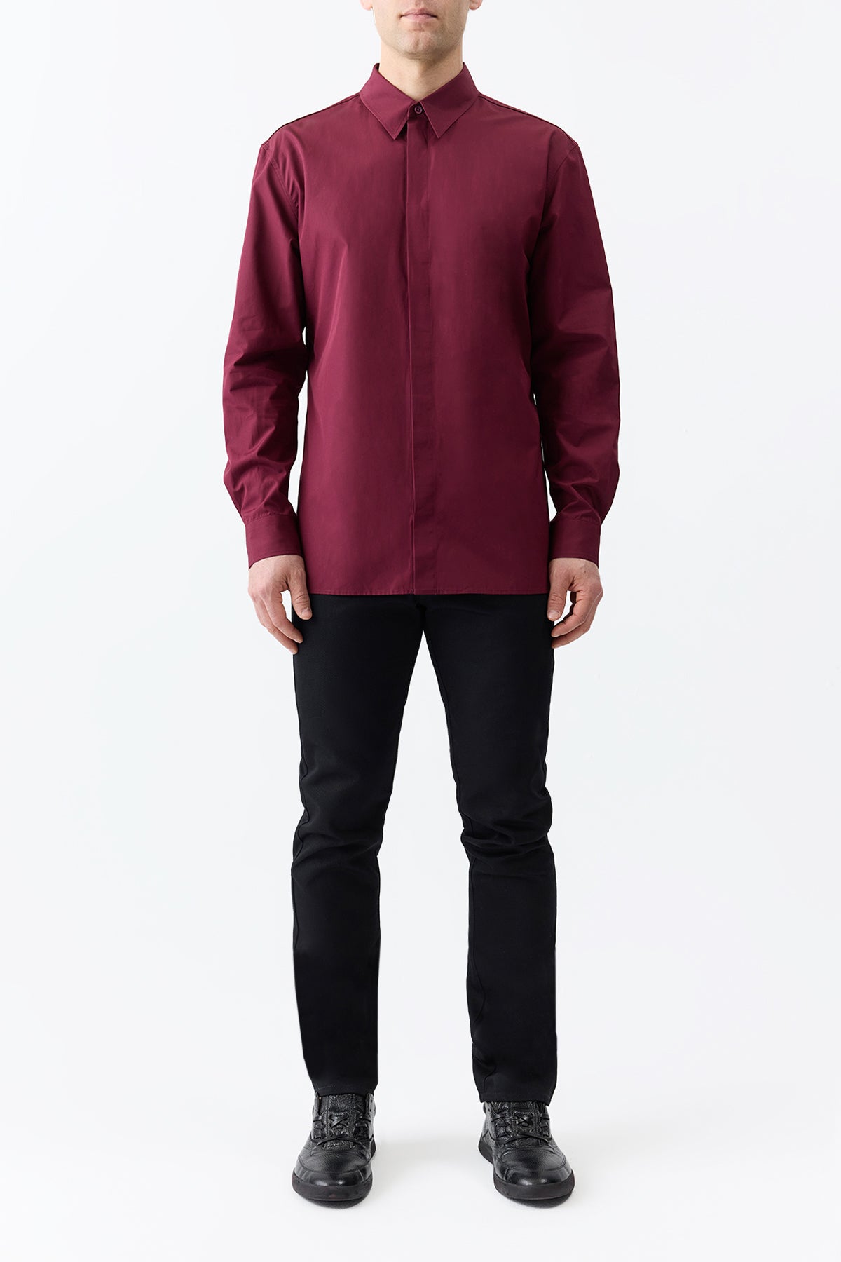 Nicolas Shirt in Bordeaux Sea Island Cotton