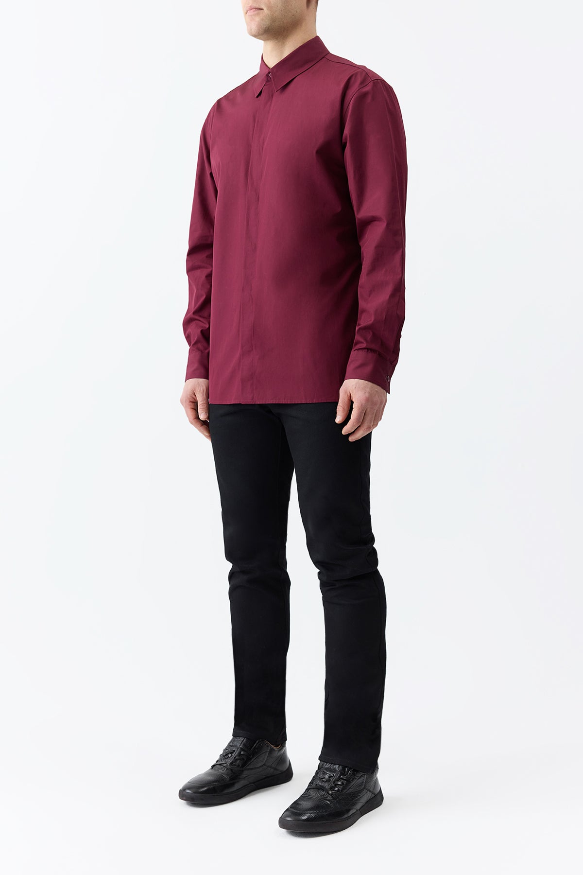 Nicolas Shirt in Bordeaux Sea Island Cotton