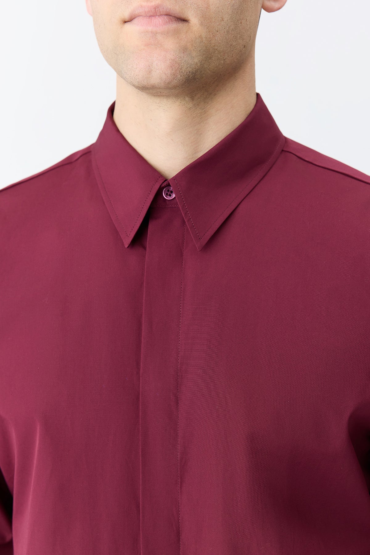 Nicolas Shirt in Bordeaux Sea Island Cotton