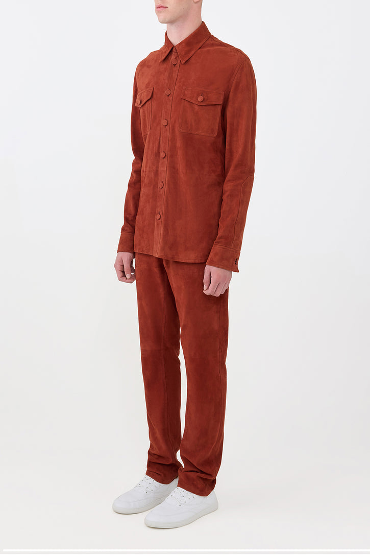 Lucas Overshirt in Rust Suede