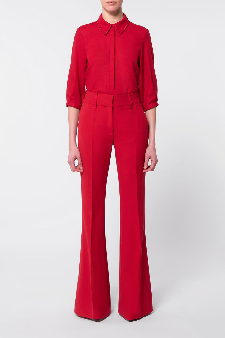 Hadley Blouse in Scarlet Red Virgin Wool