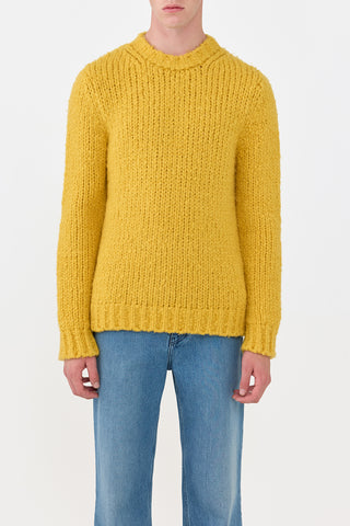 Golden Birch Cashmere Lawrence Sweater - Front View On Model | Gabriela Hearst