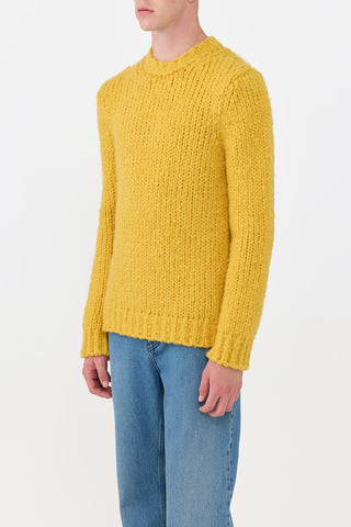 Golden Birch Cashmere Lawrence Sweater - Side Profile On Model | Gabriela Hearst
