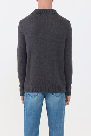 Charcoal Cashmere Aled Polo - Back View On Model | Gabriela Hearst