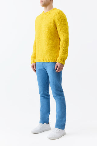 Cadmium Yellow Cashmere Lawrence Knit Sweater On Model Side View | Gabriela Hearst