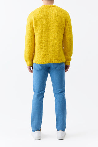 Cadmium Yellow Hand-Knit Cashmere Lawrence Sweater On Model Back View | Gabriela Hearst