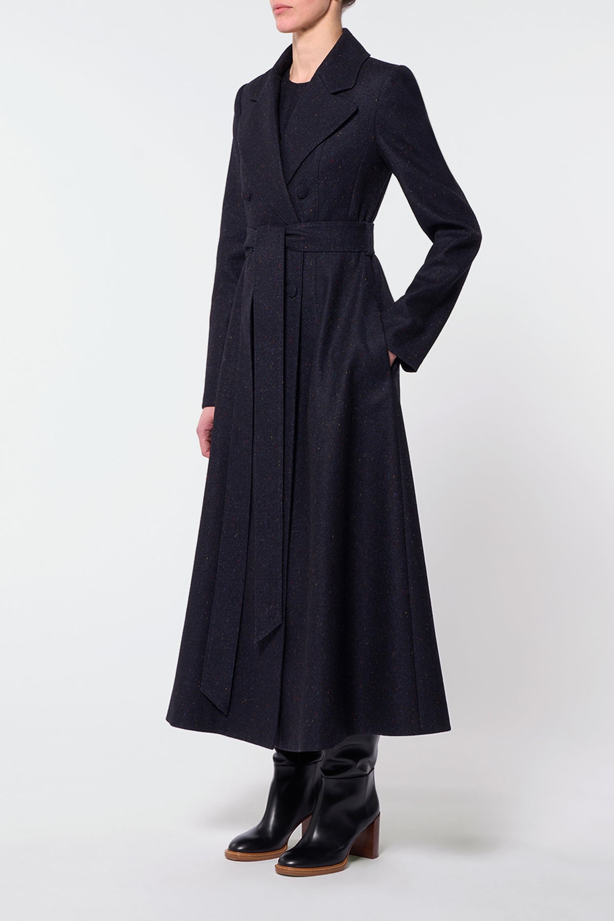 Reith Trench Coat in Dark Navy Multi Virgin Wool Tweed Gabriela Hearst