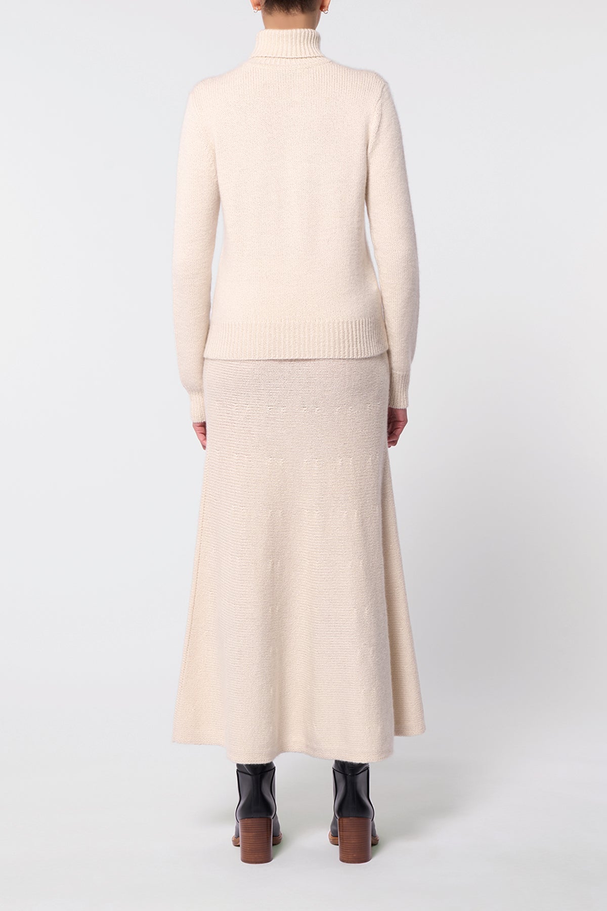 Madden Knit Turtleneck Sweater in Ivory Cashmere