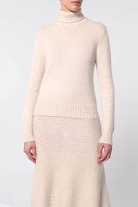 Madden Knit Turtleneck Sweater in Ivory Cashmere