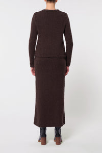 Milne Knit Maxi Skirt in Chocolate Cashmere Boucle