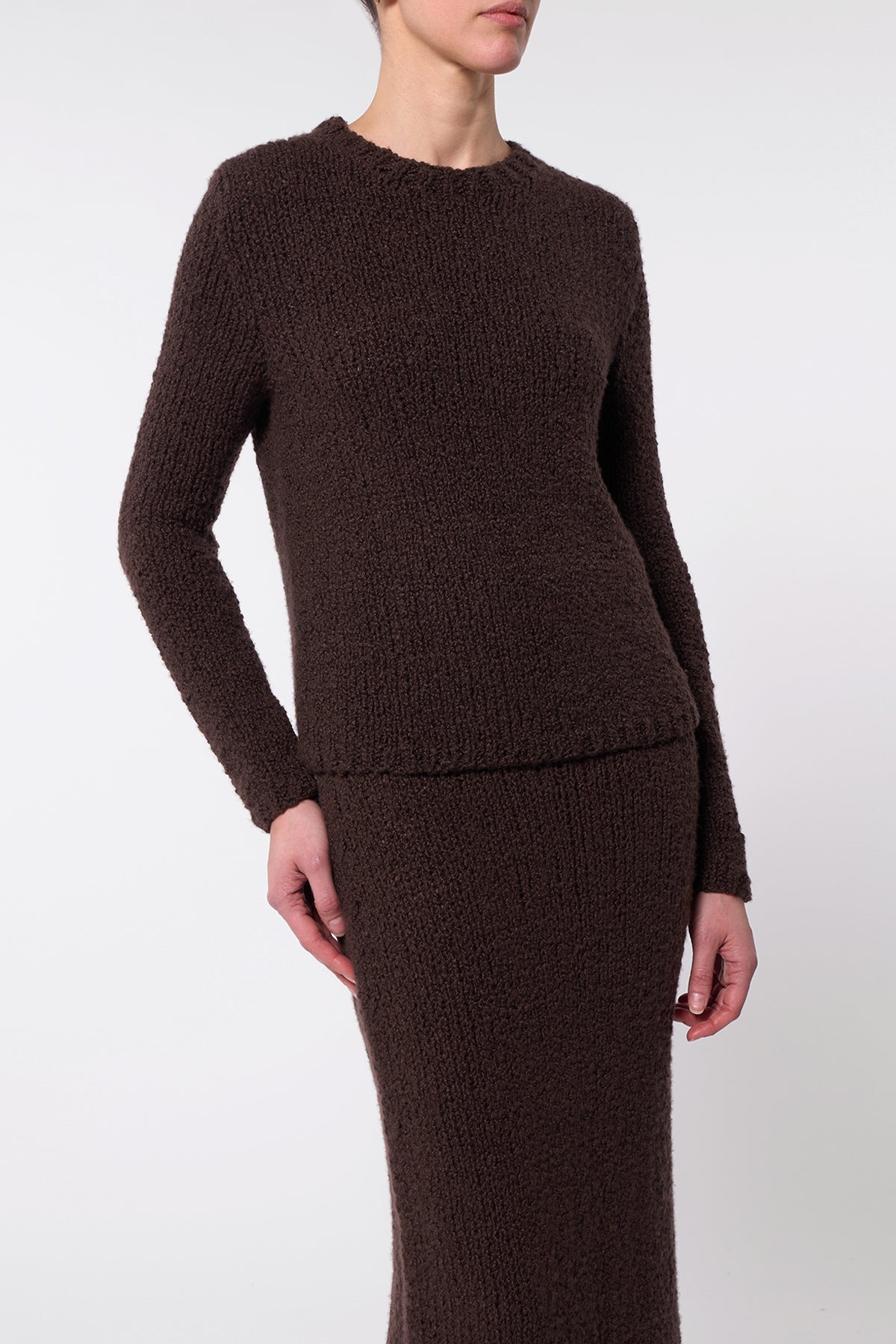 Milne Knit Midi Skirt in Chocolate Cashmere Boucle