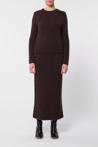 Milne Knit Maxi Skirt in Chocolate Cashmere Boucle