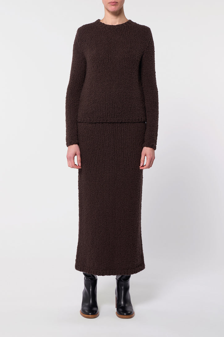 Milne Knit Maxi Skirt in Chocolate Cashmere Boucle