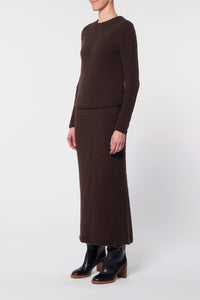 Milne Knit Midi Skirt in Chocolate Cashmere Boucle