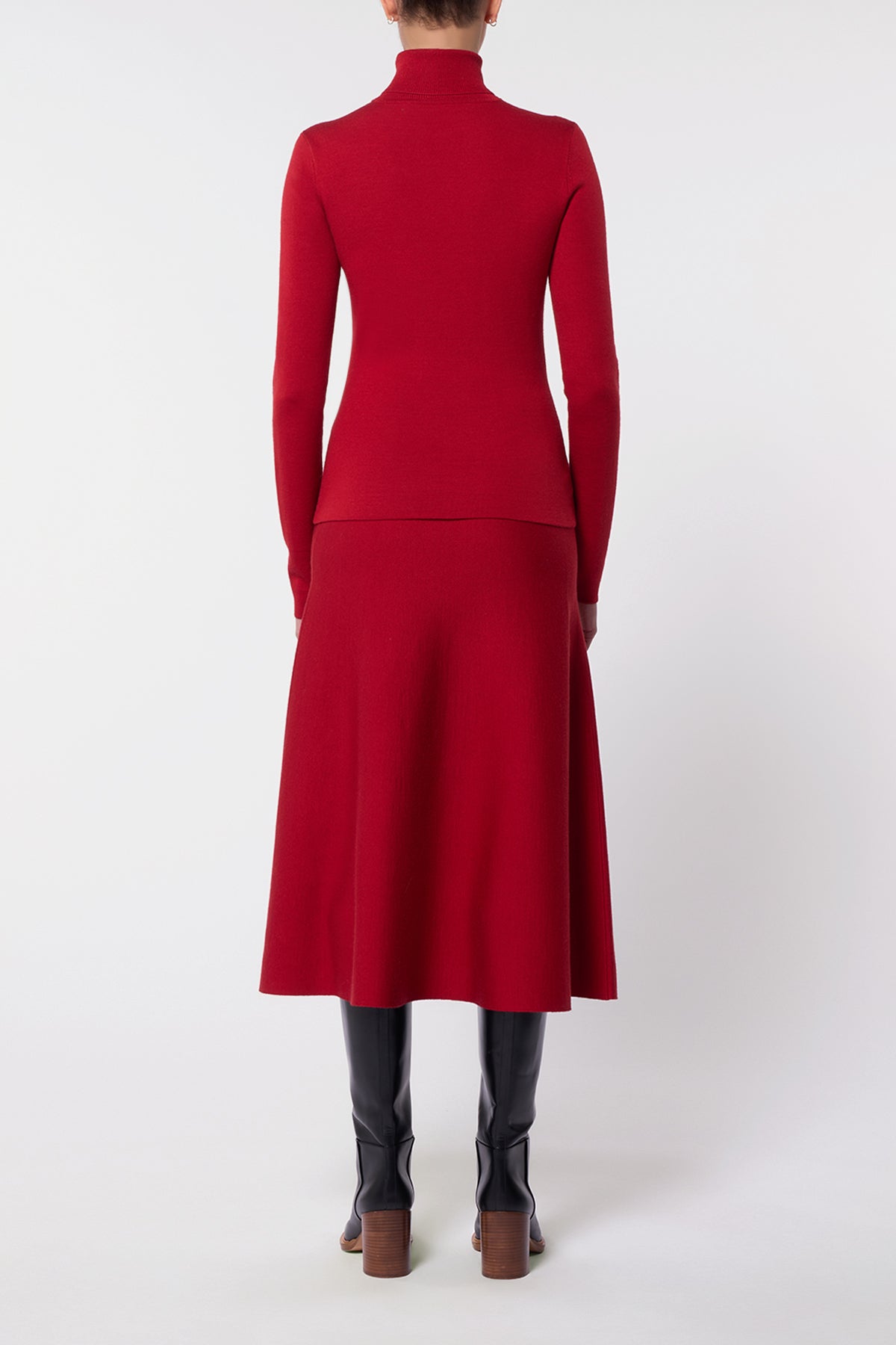 Long red wool skirt best sale