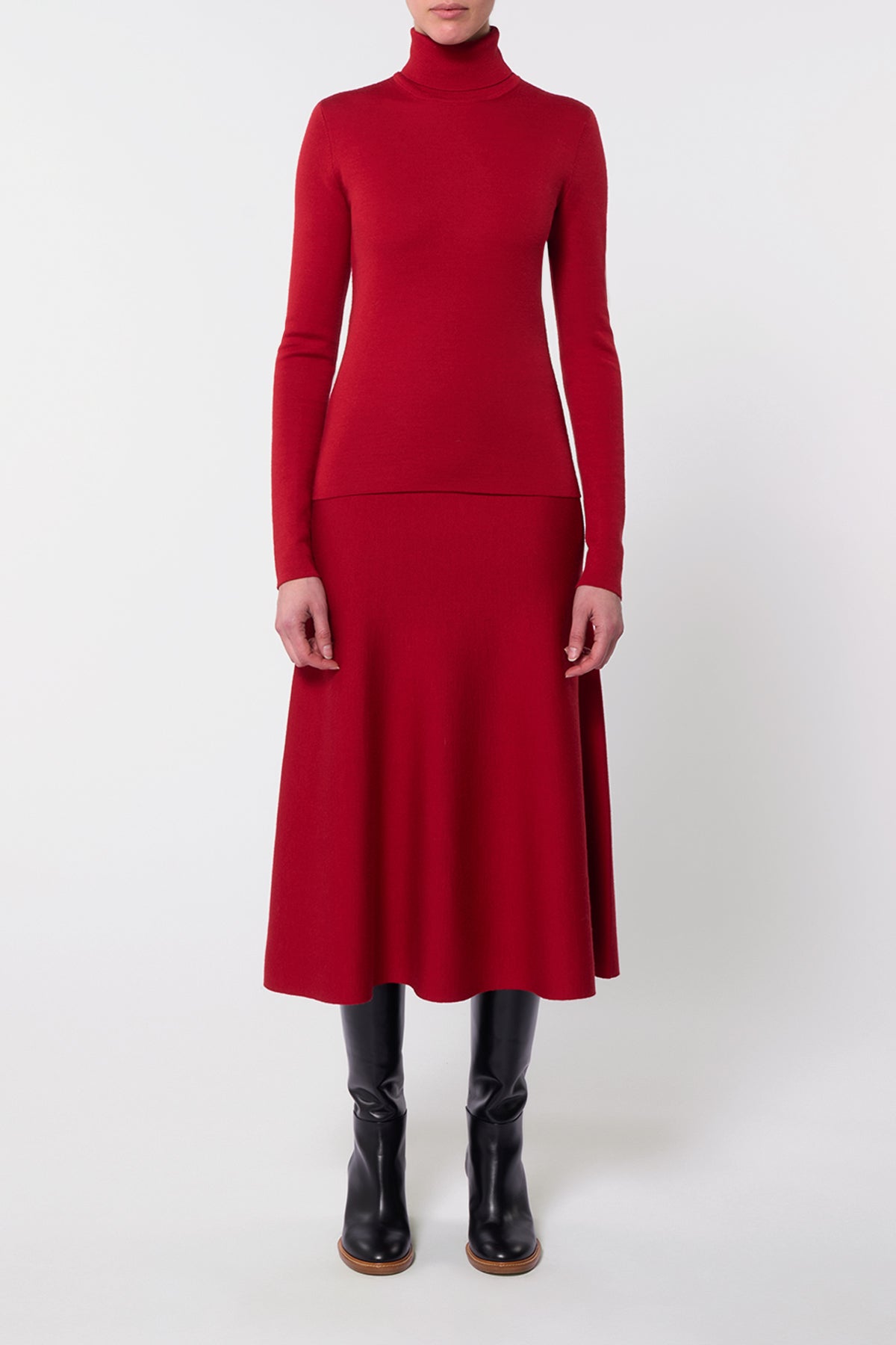 May Knit Turtleneck in Scarlet Red Merino Wool Cashmere