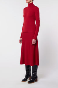 May Knit Turtleneck in Scarlet Red Merino Wool Cashmere