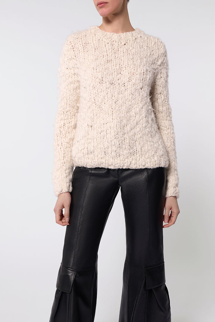 Dalton Knit Sweater in Ivory Welflame Cashmere