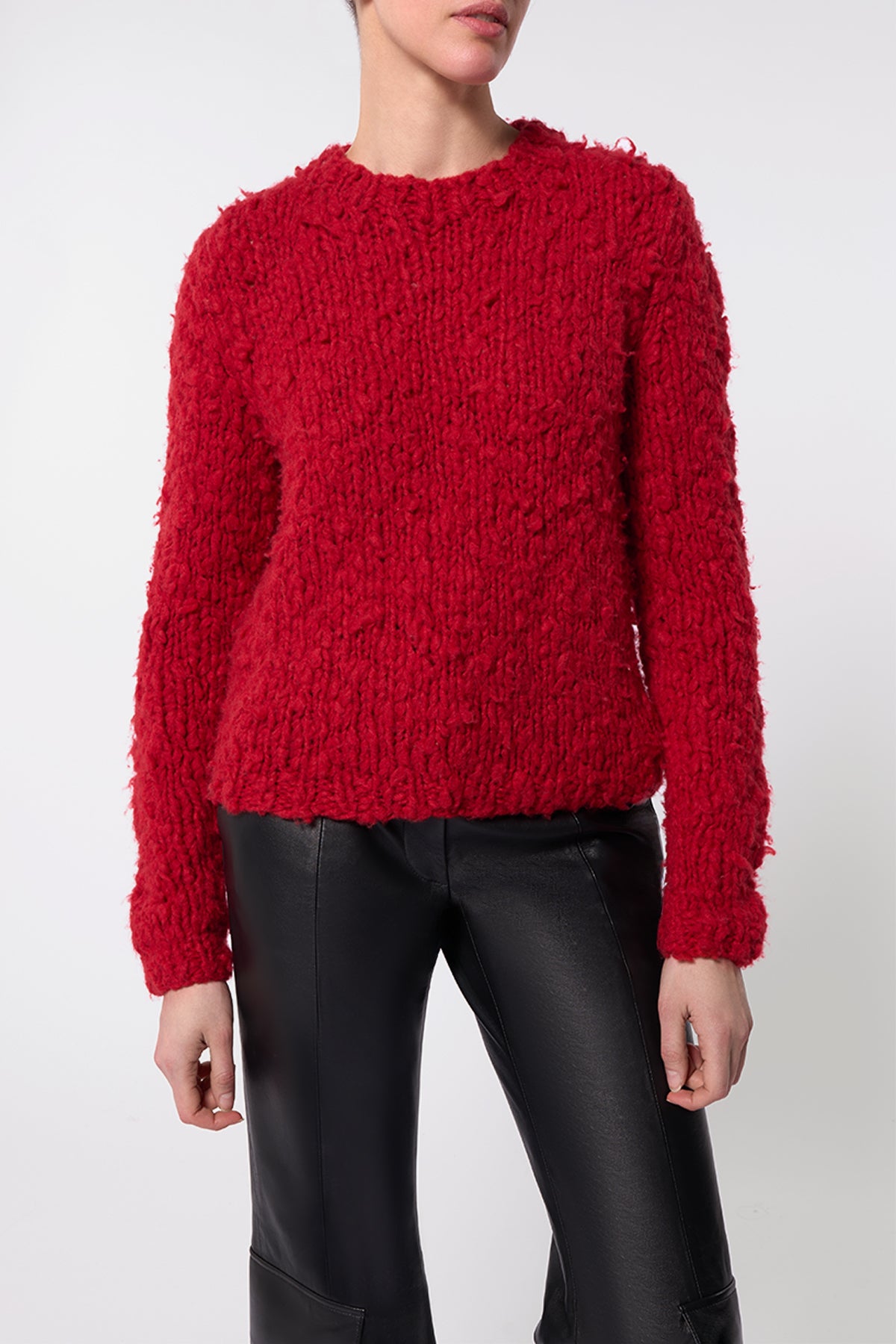 Dalton Knit Sweater in Scarlet Red Welflame Cashmere