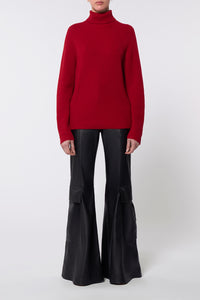 Wigman Knit Turtleneck Sweater in Scarlet Red Cashmere