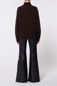 Wigman Knit Turtleneck Sweater in Chocolate Cashmere