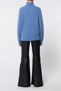 Wigman Knit Turtleneck Sweater in Light Blue Denim Cashmere