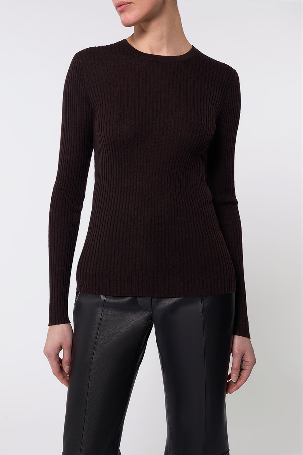 Browning Knit Sweater in Chocolate Cashmere Silk