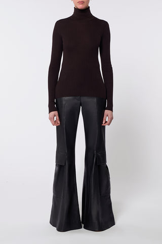 Peppe Knit Turtleneck in Chocolate Cashmere Silk