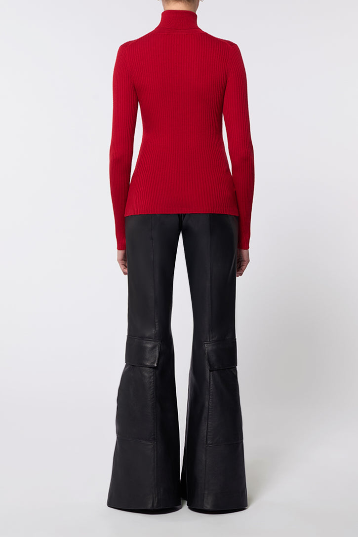 Peppe Knit Turtleneck in Scarlet Red Cashmere Silk