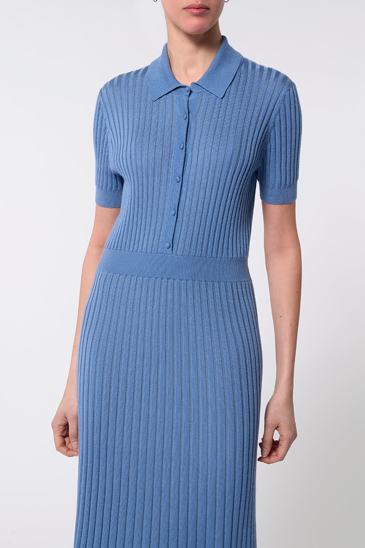 Amor Knit Dress in Light Blue Denim Cashmere Silk