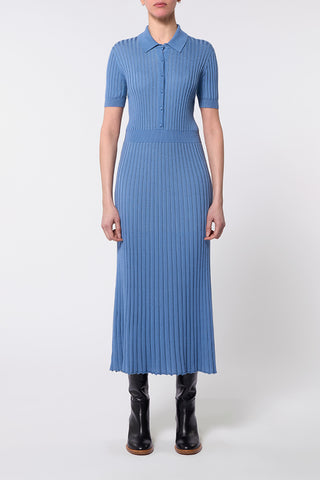 Amor Knit Maxi Dress in Light Blue Denim Cashmere Silk