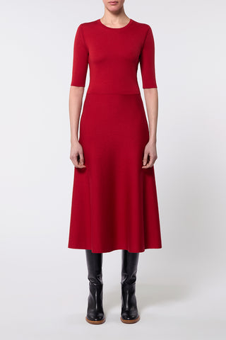 Seymore Knit Midi Dress in Scarlet Red Merino Wool Cashmere