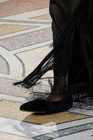 Fleur Flat in Black Shearling