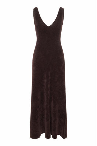 Lady Hall Knit Slip Dress in Chocolate Silk