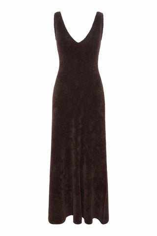 Lady Hall Knit Slip Dress in Chocolate Silk