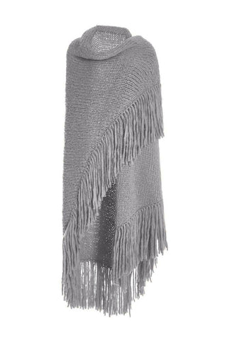 Lauren Knit Wrap in Heather Grey Welfat Cashmere