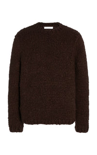 Lawrence Knit Crewneck Sweater in Chocolate Welfat Cashmere