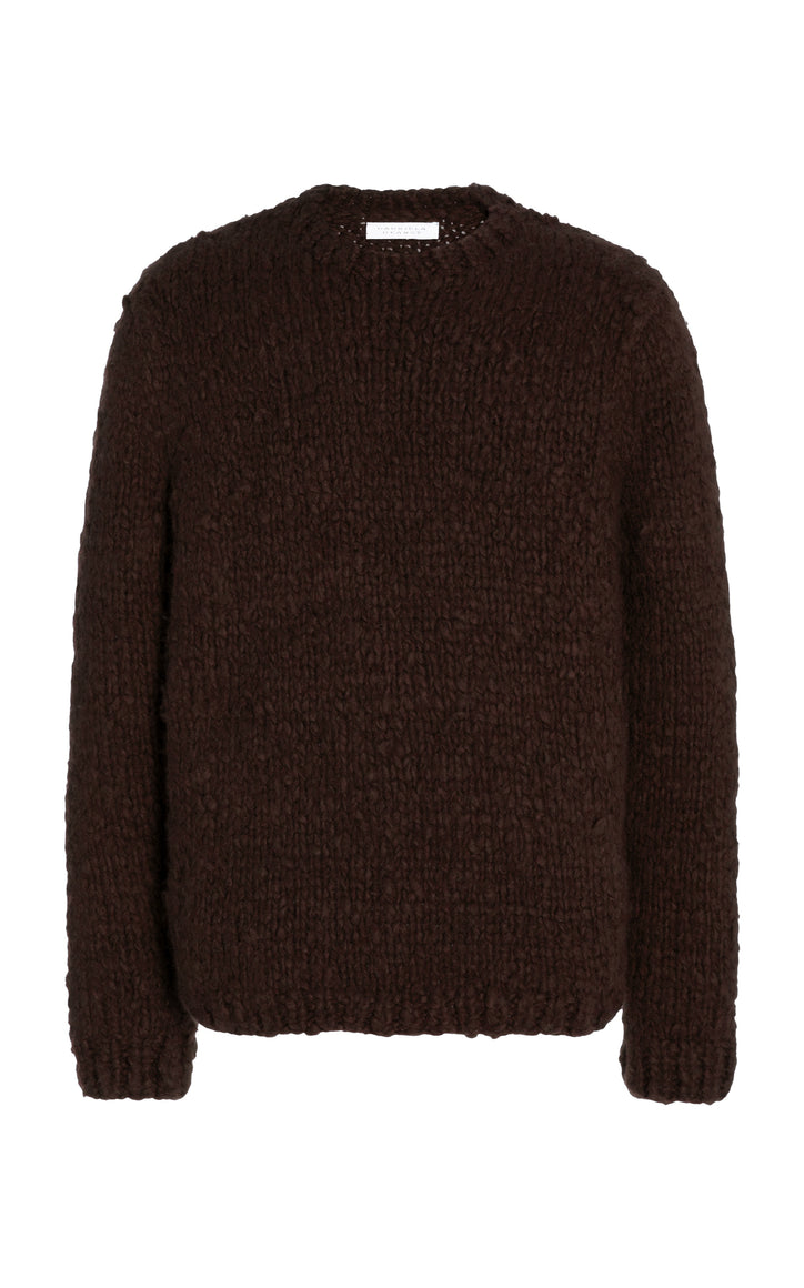 Lawrence Knit Crewneck Sweater in Chocolate Welfat Cashmere