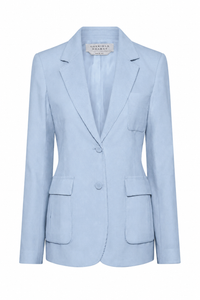 Louisa Blazer in Light Blue Sea Island Cotton Corduroy