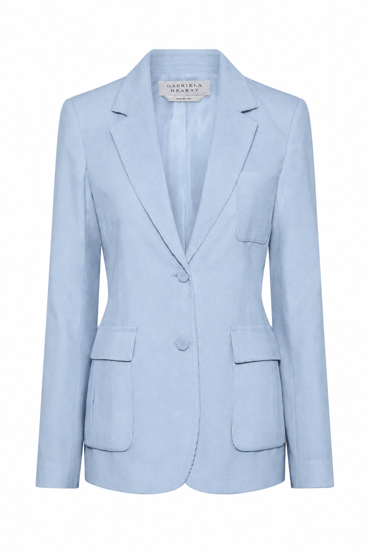 Louisa Blazer in Light Blue Sea Island Cotton Corduroy