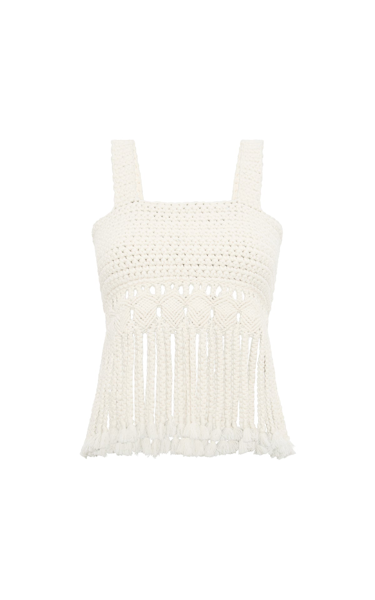 Lilea Fringe Crochet Top in Ivory Cashmere