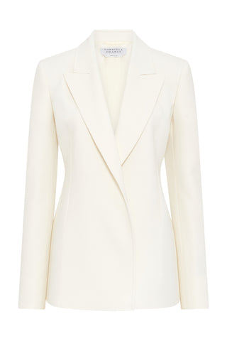 Ivory Virgin Wool Aleah Double-Breasted Blazer - Front View | Gabriela Hearst