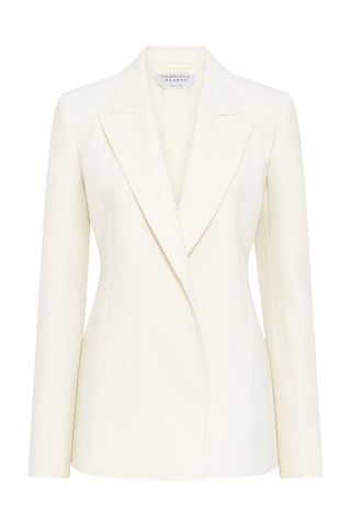 Aleah Blazer in Ivory Virgin Wool Crepe