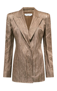 Mairi Blazer in Gunmetal Metallic Silk