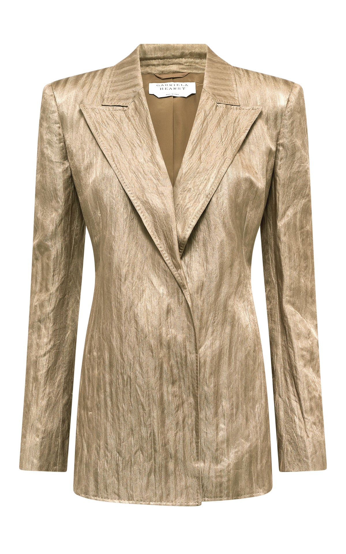 Mairi Blazer in Gunmetal Metallic Crinkled Silk – Gabriela
